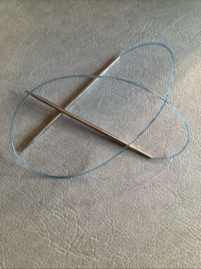 4mm Circular Knitting Needles - Silver Tips with Light Blue Cable
